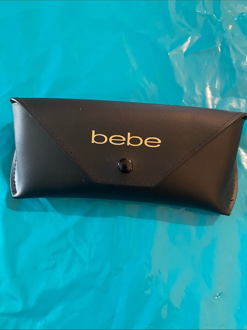 bebe Black Faux-Leather Envelope Eyewear Pouch with Gold Logo